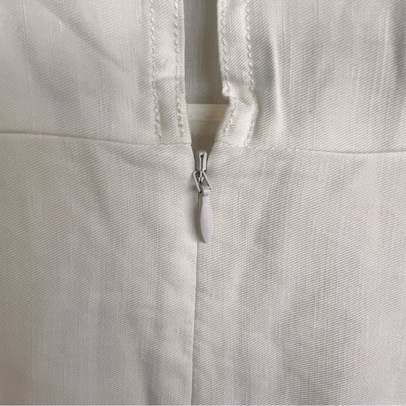 Wilfred Tavin Classy Linen Blend Midi Dress 3/4 Sleeves Crew Neck White Size XXS - Picture 16 of 17